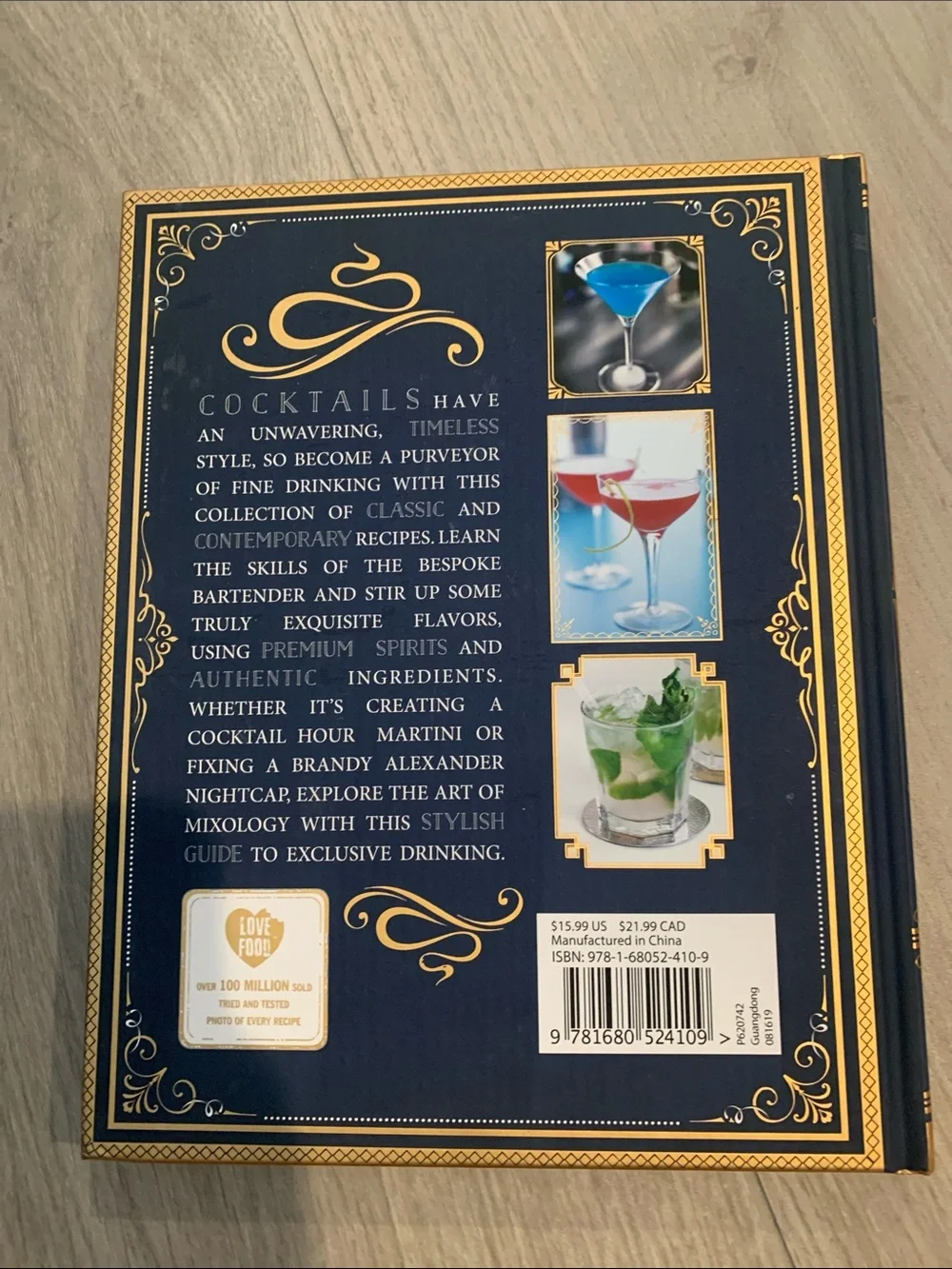 Cocktail Recipe Book - Navy Blue & Gold Foil Cover